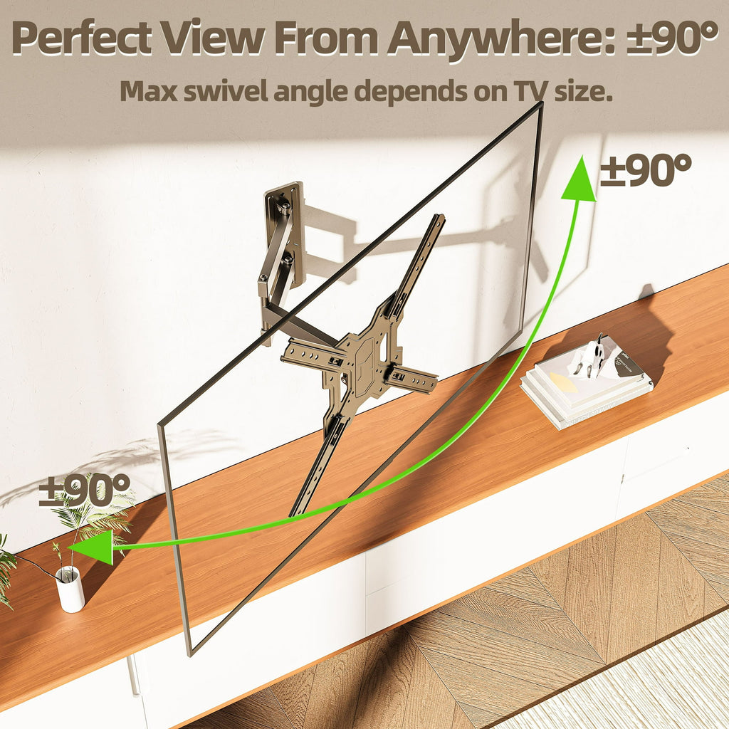 Full Motion TV Wall Mount Bracket with Swivel Arm for 23 to 55 Inch TVs