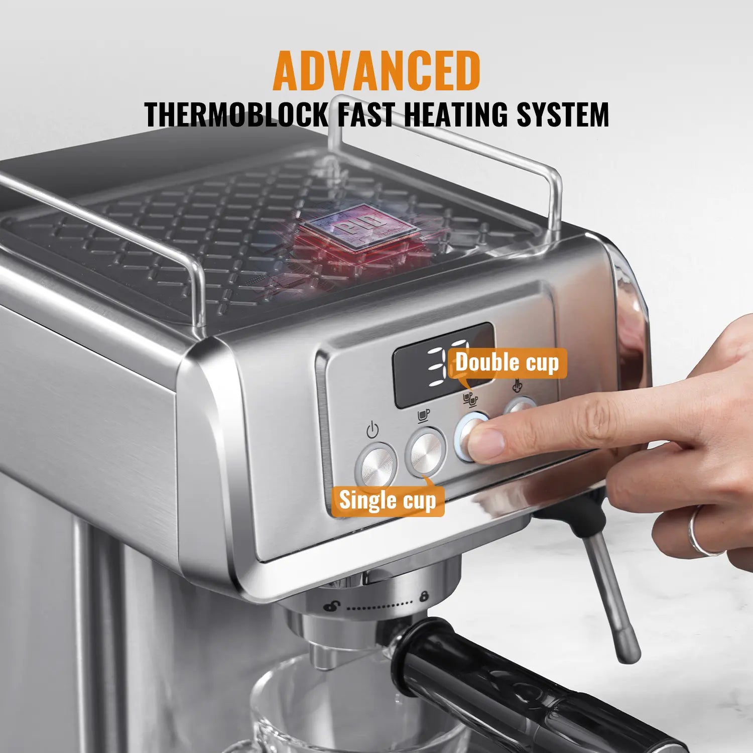 Professional Latte & Cappuccino Maker for Home, 60 Oz  Removable Water Tank