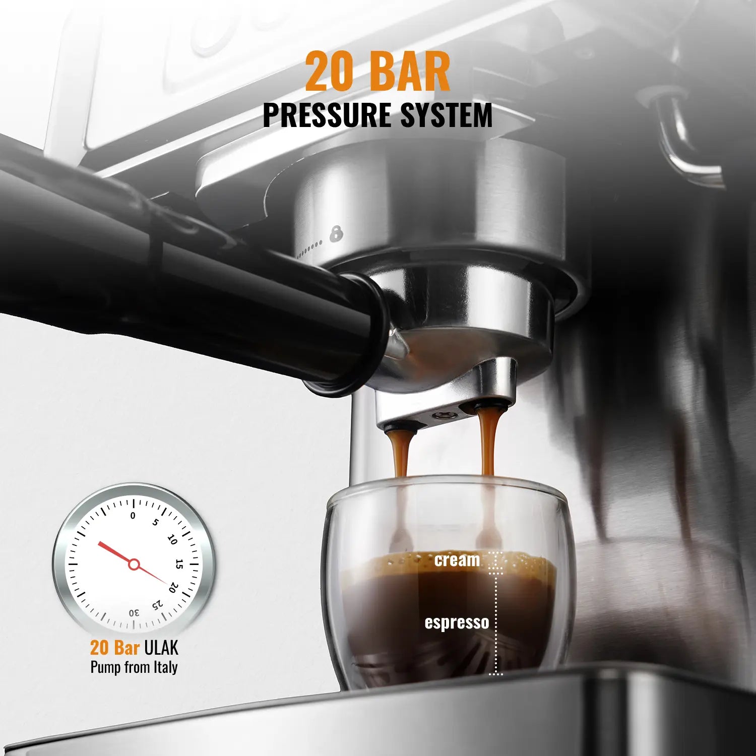 Professional Latte & Cappuccino Maker for Home, 60 Oz  Removable Water Tank